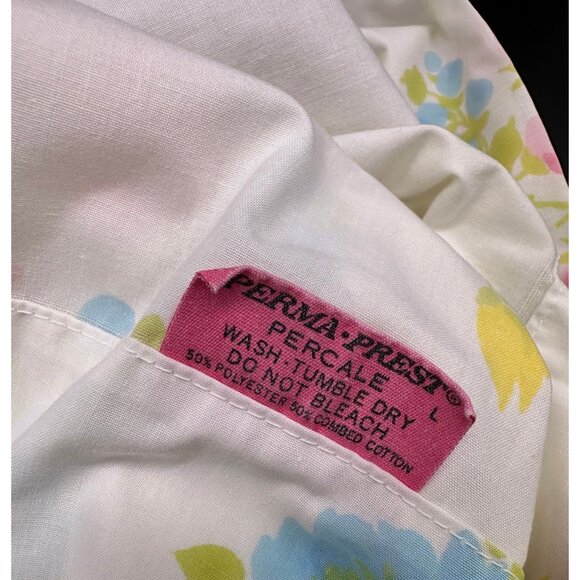 Vintage Pillowcases Floral 1970s Pink Blue Flowers Set of 2 Sears USA Retro Bedd - Picture 5 of 10